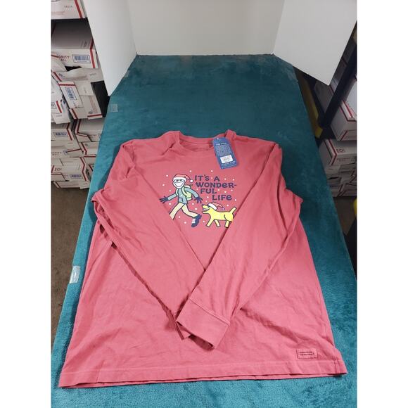 Life is Good Shirt Size Extra Large Mens Red Long Sleeve Logo Preppy Peru NWT - Picture 7 of 10